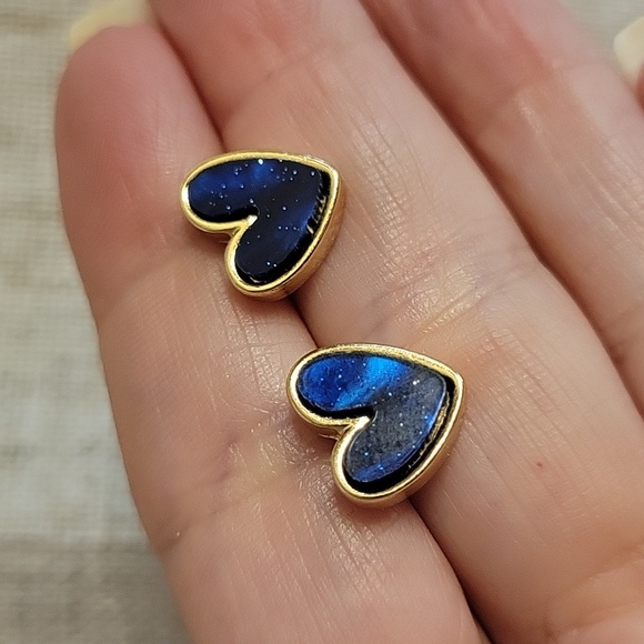 Boden Other - Blue Shimmer Heart Stud Earrings